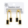 ZL 450 (1) Gold Black Drop Earrings for Women