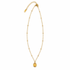 Gold Oval Crystal Pendant Necklace for Women