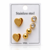 ZL 500 (1) Gold Heart Stud Earrings Set for Women