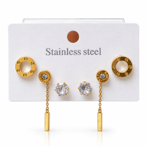 ZL 550 (1) Gold Crystal Earrings Set for Women