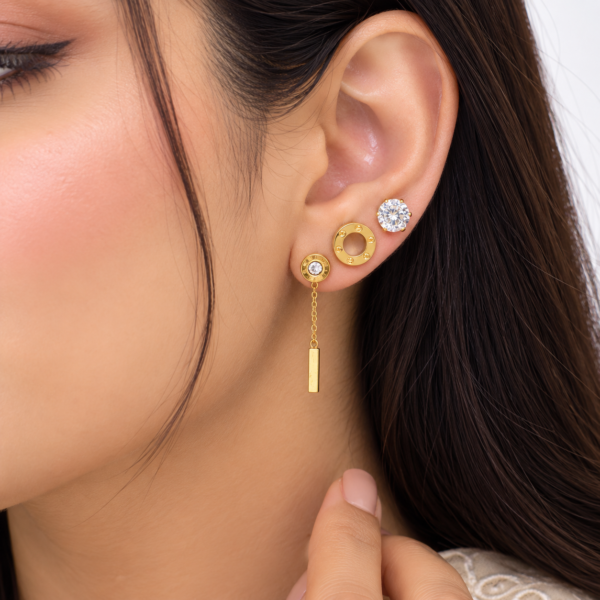 Gold Crystal Earrings Set for Women