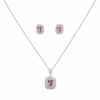 ZL 800 Silver Pink Crystal Necklace and Earrings Set