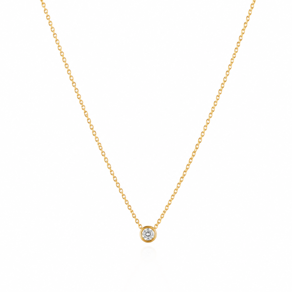 Zl 400 (5) Gold Round Crystal Pendant Necklace for Women