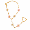Delicate Gold Floral Charm Chain Gold Floral Beaded Hand Chain for Women with Black and White Flower Beads – ZenviraLuxe
