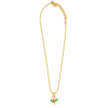 Delicate Gold Rosebud Pendant Necklace with Pink Flower and Green Leaves – ZenviraLuxe
