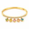 Gold Bangle with Colorful Heart Charms Gold Bangle with Colorful Heart Charms for Women – ZenviraLuxe