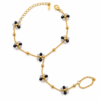 Gold Floral Beaded Chain Jewelry Gold Floral Beaded Hand Chain for Women with Black and White Flower Beads – ZenviraLuxe