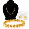 Gold Floral Jewelry Collection (1) Gold Daisy Flower Stainless Steel Jewelry Set with Necklace Earrings and Bracelet – ZenviraLuxe