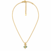 Gold Crystal Tulip Pendant Necklace with Green Leaf Stones for Women – ZenviraLuxe