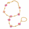 Pastel Flower Gold Chain Jewelry Gold Floral Beaded Hand Chain for Women with Black and White Flower Beads – ZenviraLuxe