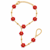 Gold Floral Beaded Hand Chain for Women with Black and White Flower Beads – ZenviraLuxe
